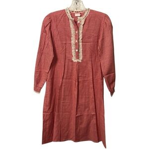 Loretta Caponi Red Gingham Nightshirt in Size 8